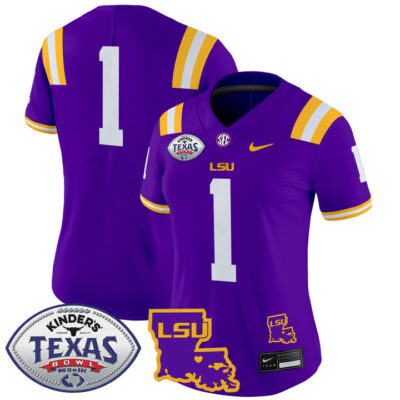 Women's LSU Tigers 2024 Texas Bowl Patch Vapor Limited Jersey - Purple #1 Team