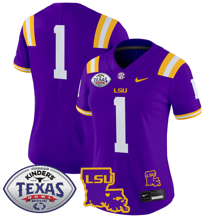 Women's LSU Tigers 2024 Texas Bowl Patch Vapor Limited Jersey - Purple #1 Team