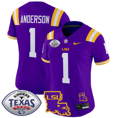 Women's LSU Tigers 2024 Texas Bowl Patch Vapor Limited Jersey - Purple Aaron Anderson