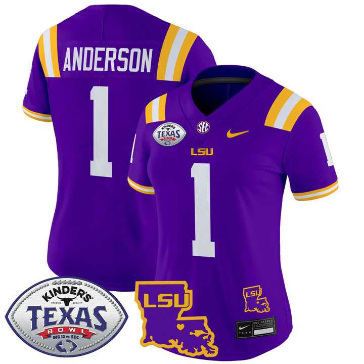 Women's LSU Tigers 2024 Texas Bowl Patch Vapor Limited Jersey - Purple Aaron Anderson