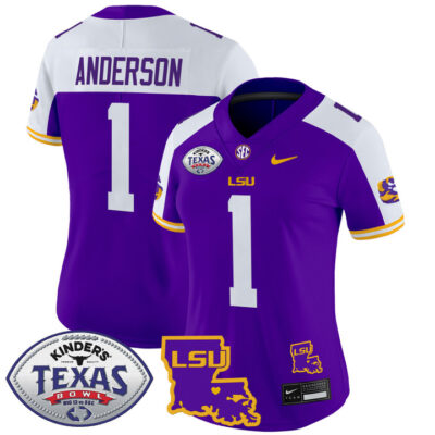 Women's LSU Tigers 2024 Texas Bowl Patch Vapor Limited Jersey - Purple Alternate Aaron Anderson
