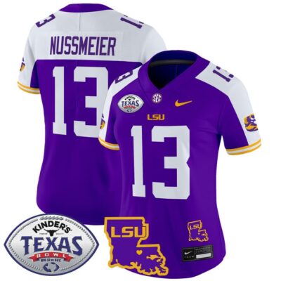 Women's LSU Tigers 2024 Texas Bowl Patch Vapor Limited Jersey - Purple Alternate Garrett Nussmeier