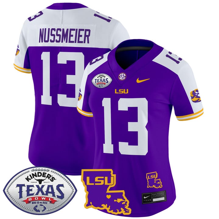 Women's LSU Tigers 2024 Texas Bowl Patch Vapor Limited Jersey - Purple Alternate Garrett Nussmeier