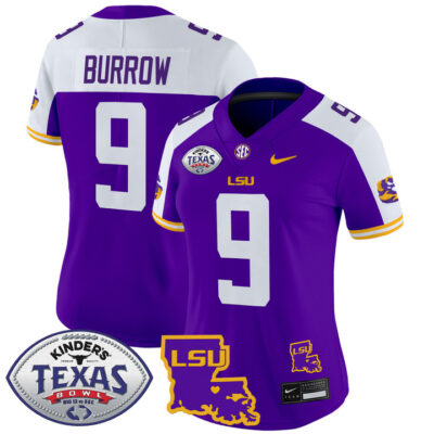 Women's LSU Tigers 2024 Texas Bowl Patch Vapor Limited Jersey - Purple Alternate Joe Burrow