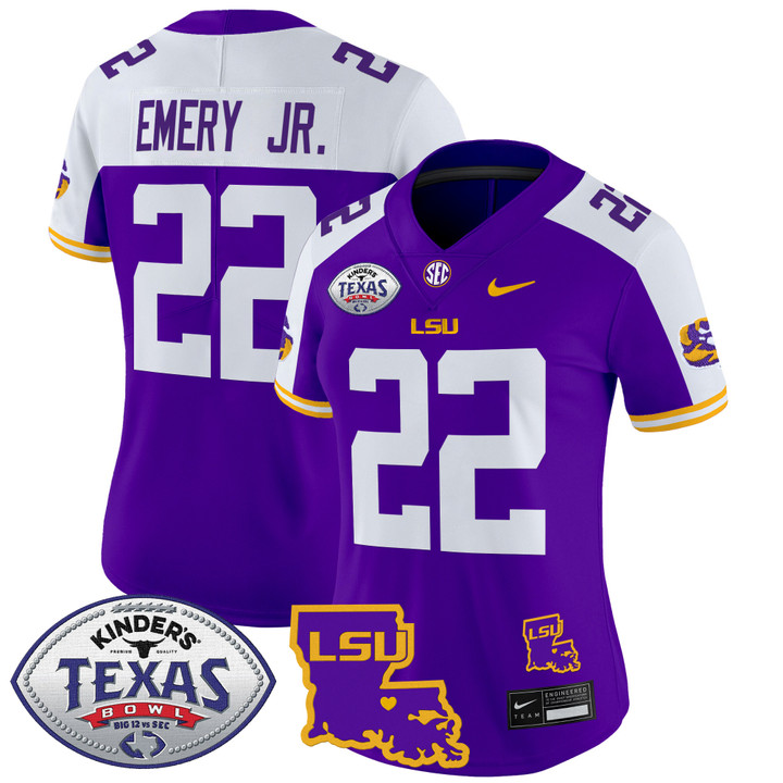 Women's LSU Tigers 2024 Texas Bowl Patch Vapor Limited Jersey - Purple Alternate John Emery Jr.