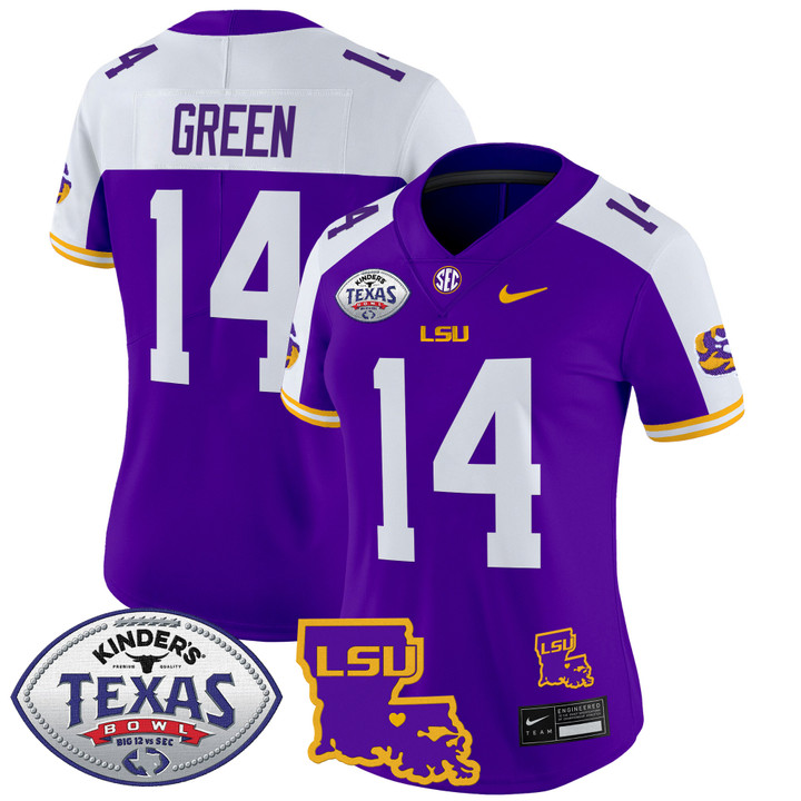 Women's LSU Tigers 2024 Texas Bowl Patch Vapor Limited Jersey - Purple Alternate Trey'Dez Green