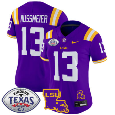 Women's LSU Tigers 2024 Texas Bowl Patch Vapor Limited Jersey - Purple Garrett Nussmeier