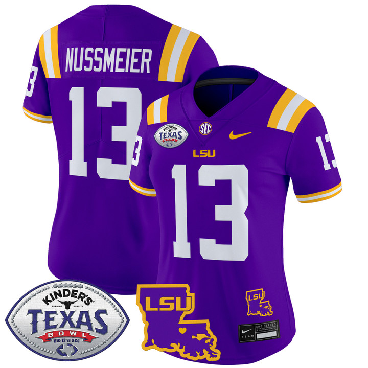 Women's LSU Tigers 2024 Texas Bowl Patch Vapor Limited Jersey - Purple Garrett Nussmeier