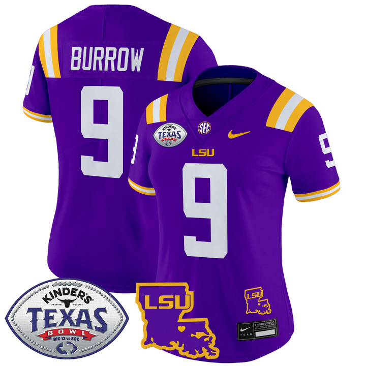 Women's LSU Tigers 2024 Texas Bowl Patch Vapor Limited Jersey - Purple Joe Burrow