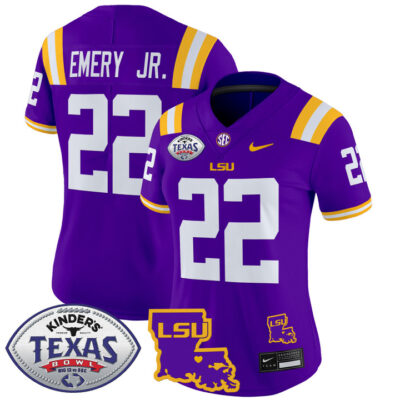 Women's LSU Tigers 2024 Texas Bowl Patch Vapor Limited Jersey - Purple John Emery Jr.