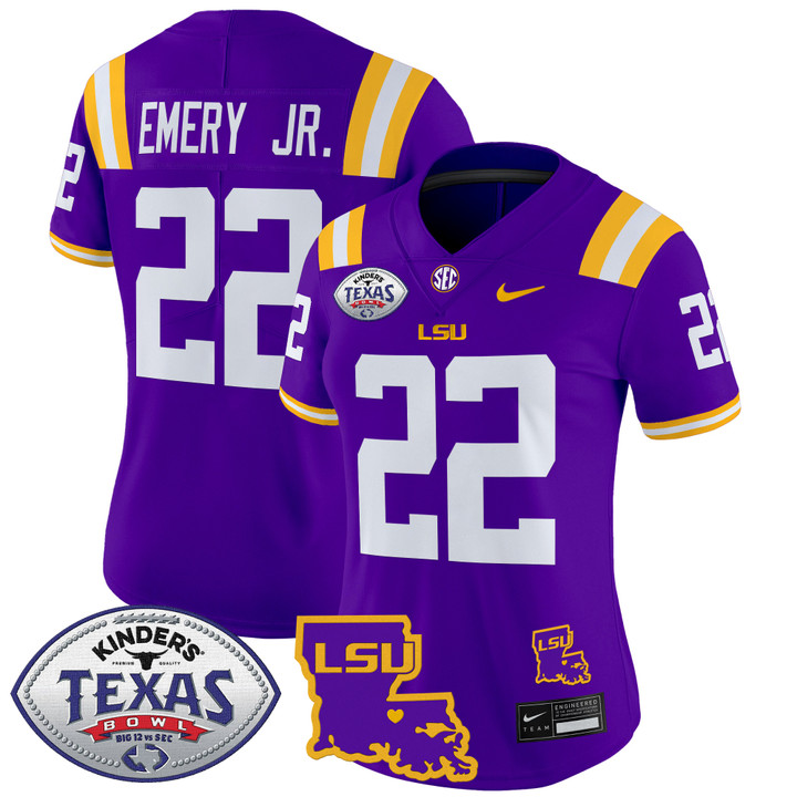 Women's LSU Tigers 2024 Texas Bowl Patch Vapor Limited Jersey - Purple John Emery Jr.
