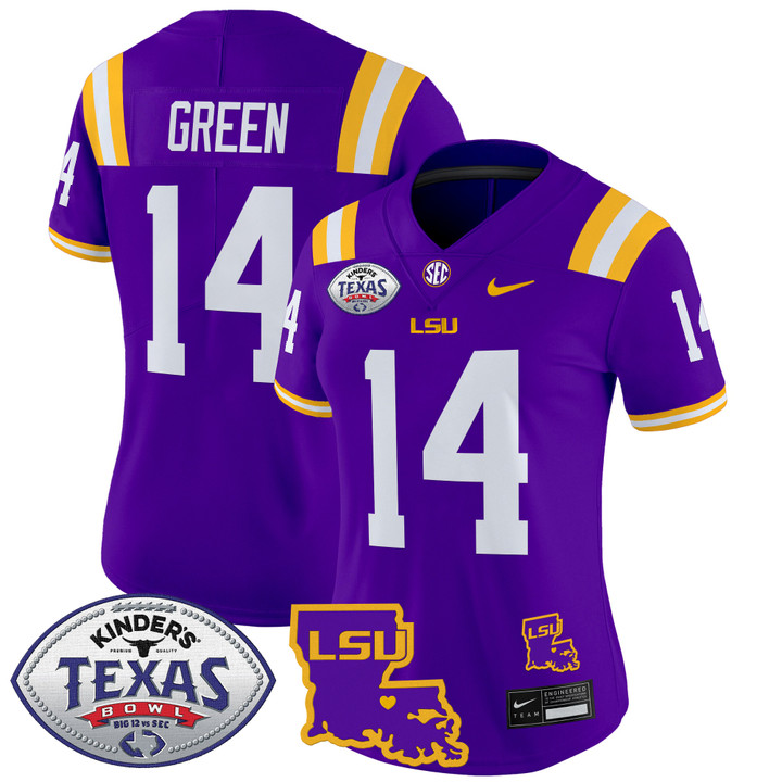 Women's LSU Tigers 2024 Texas Bowl Patch Vapor Limited Jersey - Purple Trey'Dez Green