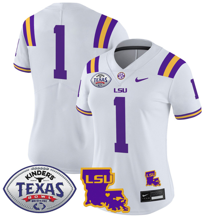 Women's LSU Tigers 2024 Texas Bowl Patch Vapor Limited Jersey - White #1 Team