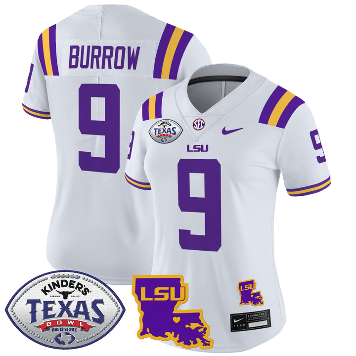 Women's LSU Tigers 2024 Texas Bowl Patch Vapor Limited Jersey - White Joe Burrow