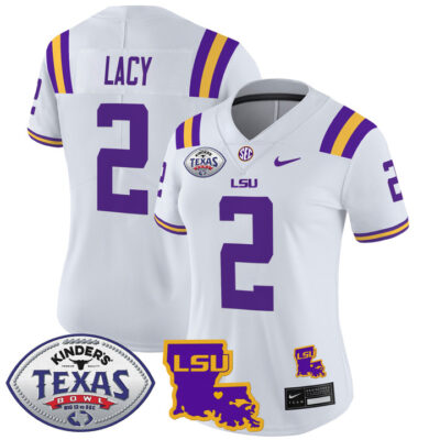 Women's LSU Tigers 2024 Texas Bowl Patch Vapor Limited Jersey - White Kyren Lacy