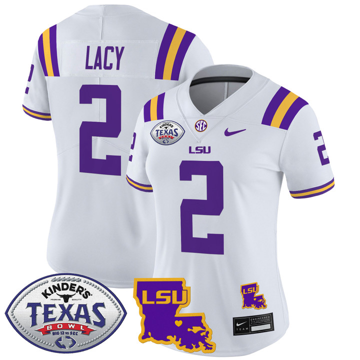 Women's LSU Tigers 2024 Texas Bowl Patch Vapor Limited Jersey - White Kyren Lacy
