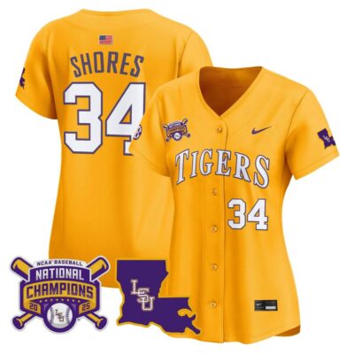 Women's LSU Tigers 2025 College World Series Champions Vapor Premier Limited Jersey - Gold Chase Shores