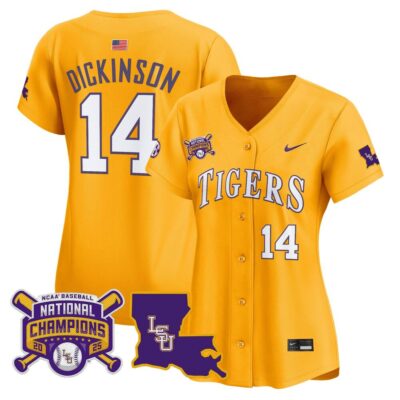 Women's LSU Tigers 2025 College World Series Champions Vapor Premier Limited Jersey - Gold Daniel Dickinson