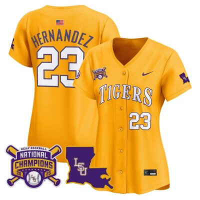 Women's LSU Tigers 2025 College World Series Champions Vapor Premier Limited Jersey - Gold Luis Hernandez