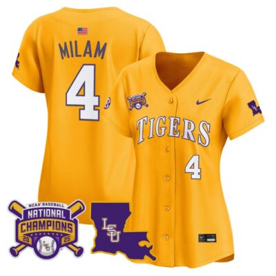 Women's LSU Tigers 2025 College World Series Champions Vapor Premier Limited Jersey - Gold Steven Milam
