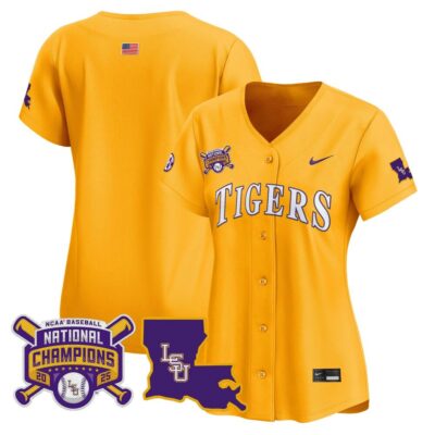 Women's LSU Tigers 2025 College World Series Champions Vapor Premier Limited Jersey - Gold Team