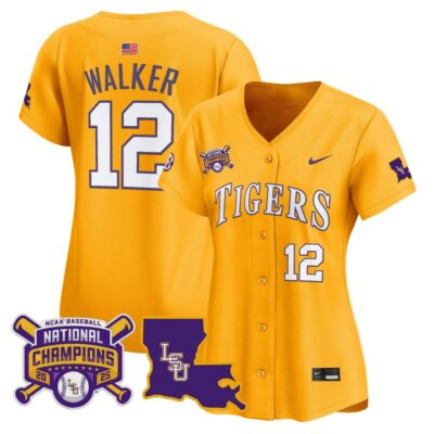 Women's LSU Tigers 2025 College World Series Champions Vapor Premier Limited Jersey - Gold Todd Walker