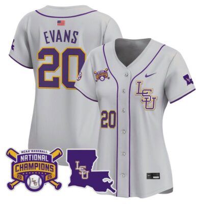 Women's LSU Tigers 2025 College World Series Champions Vapor Premier Limited Jersey - Gray Casan Evans
