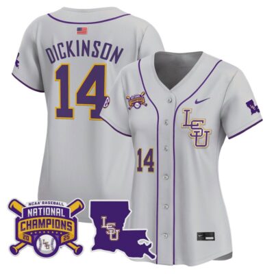 Women's LSU Tigers 2025 College World Series Champions Vapor Premier Limited Jersey - Gray Daniel Dickinson