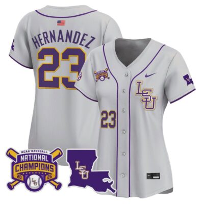 Women's LSU Tigers 2025 College World Series Champions Vapor Premier Limited Jersey - Gray Luis Hernandez