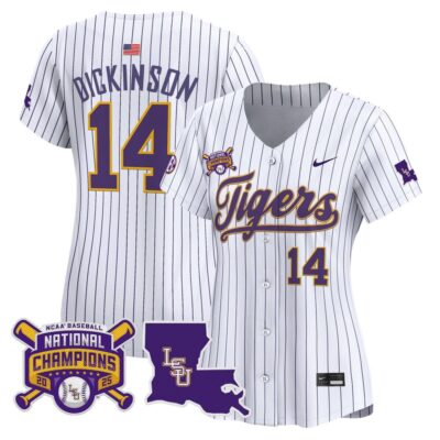 Women's LSU Tigers 2025 College World Series Champions Vapor Premier Limited Jersey - Pinstripe Daniel Dickinson