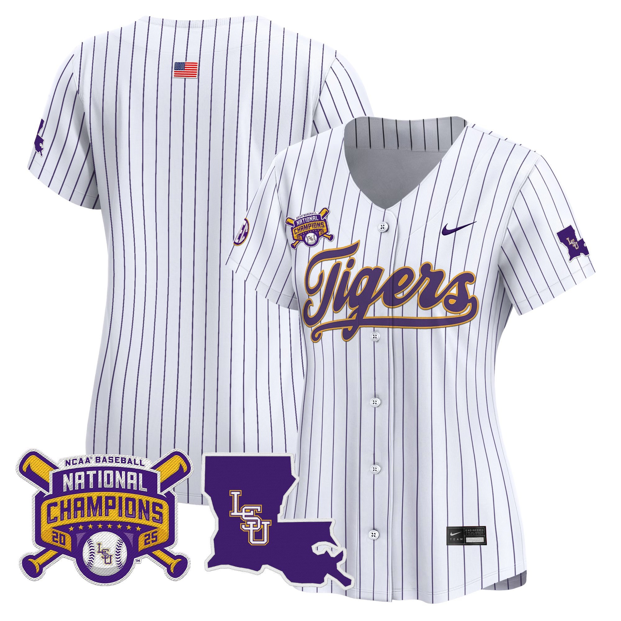 Women's LSU Tigers 2025 College World Series Champions Vapor Premier Limited Jersey - Pinstripe Team