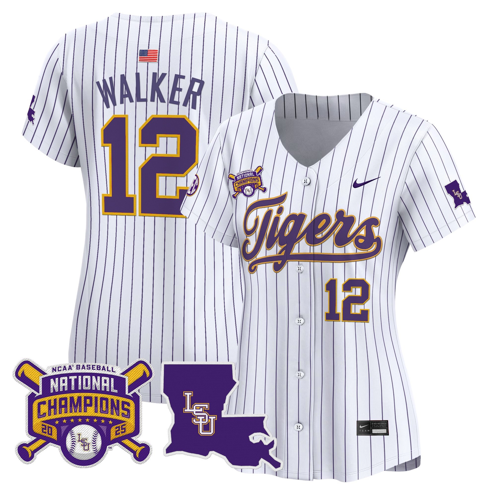 Women's LSU Tigers 2025 College World Series Champions Vapor Premier Limited Jersey - Pinstripe Todd Walker