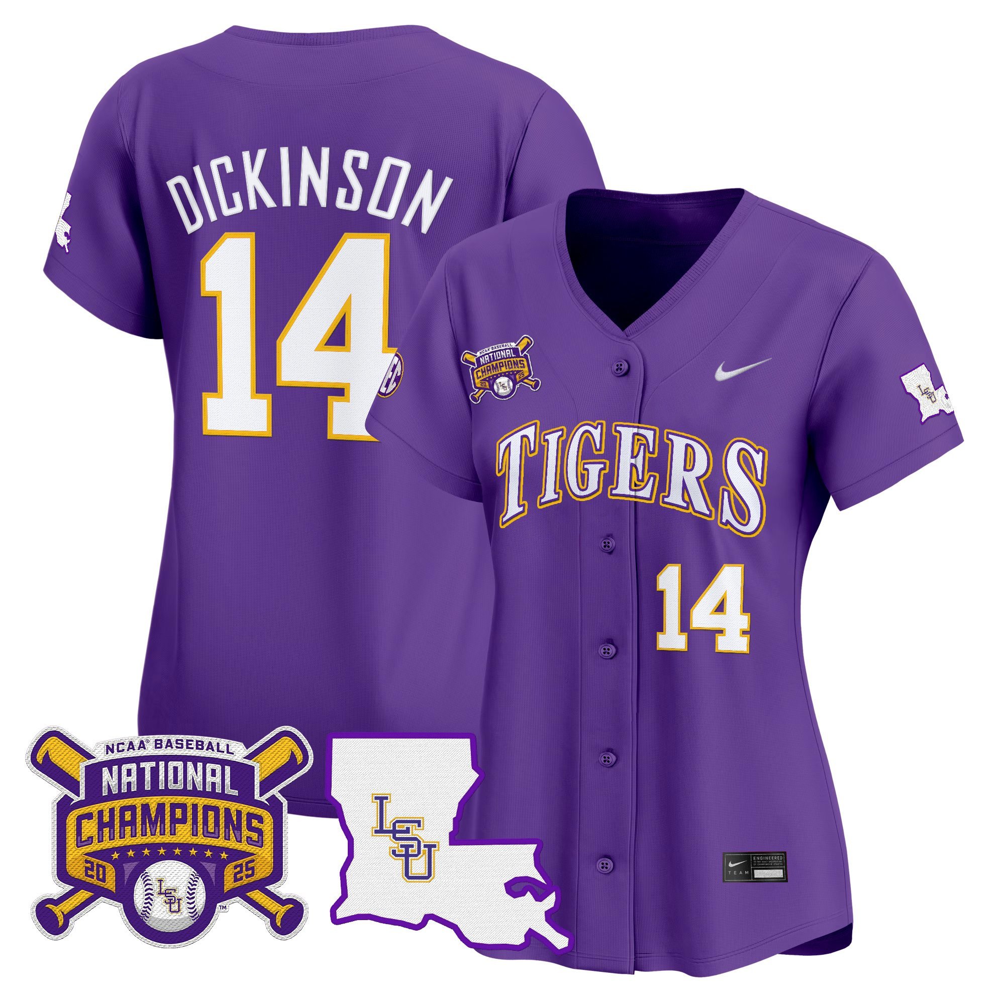 Women's LSU Tigers 2025 College World Series Champions Vapor Premier Limited Jersey - Purple Daniel Dickinson