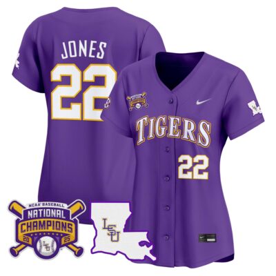 Women's LSU Tigers 2025 College World Series Champions Vapor Premier Limited Jersey - Purple Jared Jones