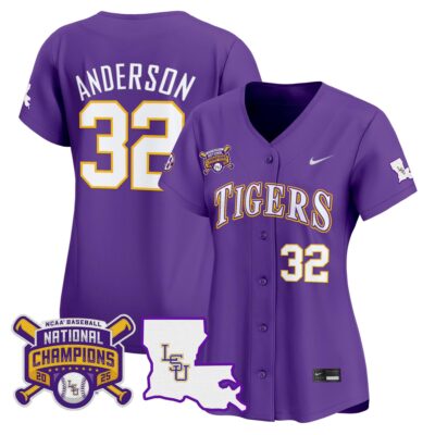 Women's LSU Tigers 2025 College World Series Champions Vapor Premier Limited Jersey - Purple Kade Anderson