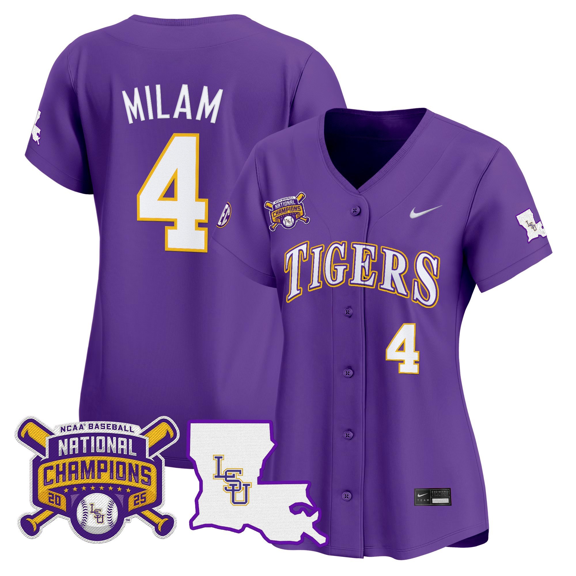 Women's LSU Tigers 2025 College World Series Champions Vapor Premier Limited Jersey - Purple Steven Milam