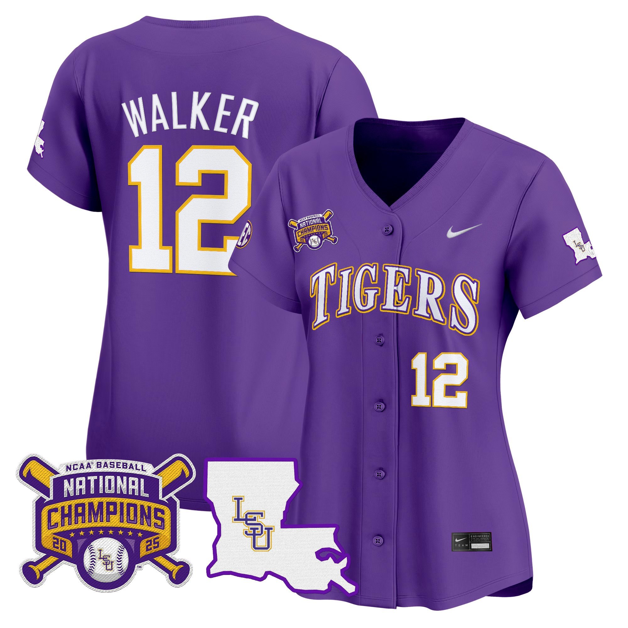 Women's LSU Tigers 2025 College World Series Champions Vapor Premier Limited Jersey - Purple Todd Walker