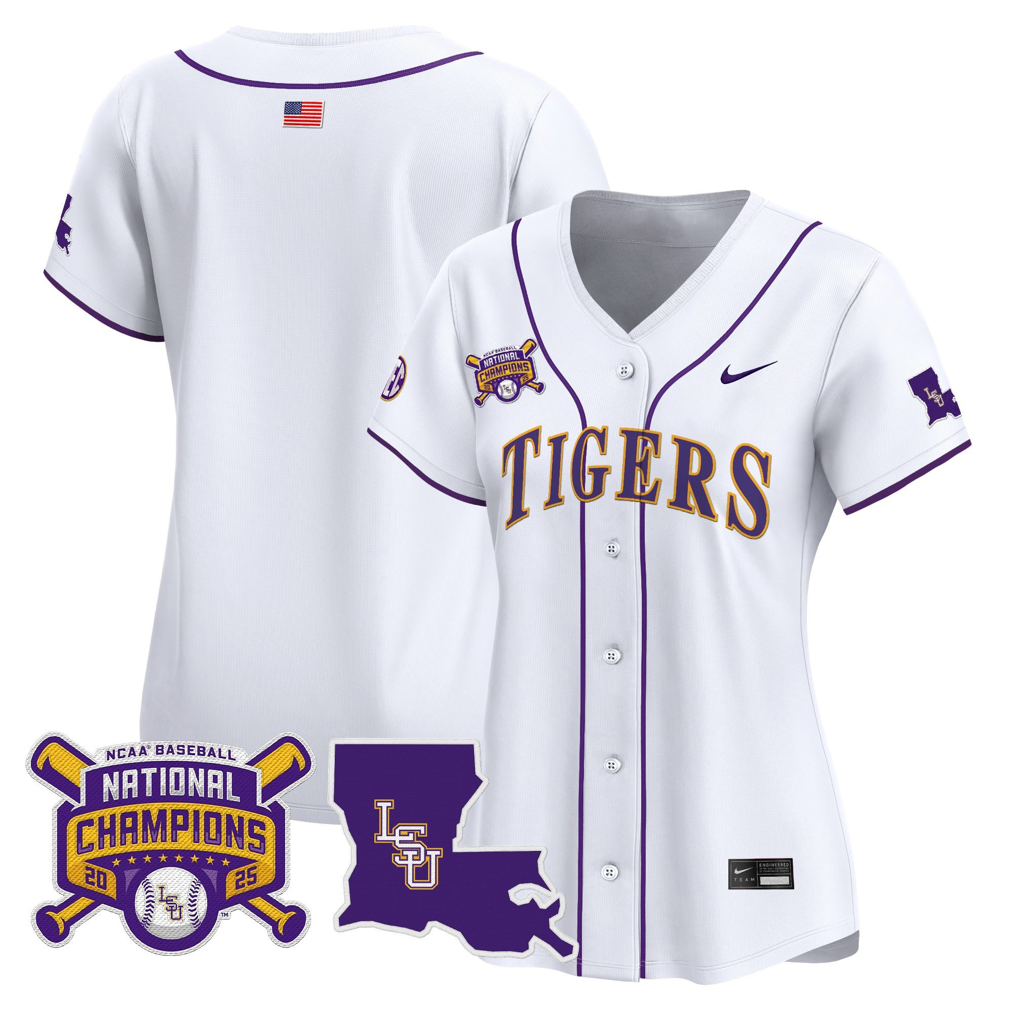 Women's LSU Tigers 2025 College World Series Champions Vapor Premier Limited Jersey - White Team