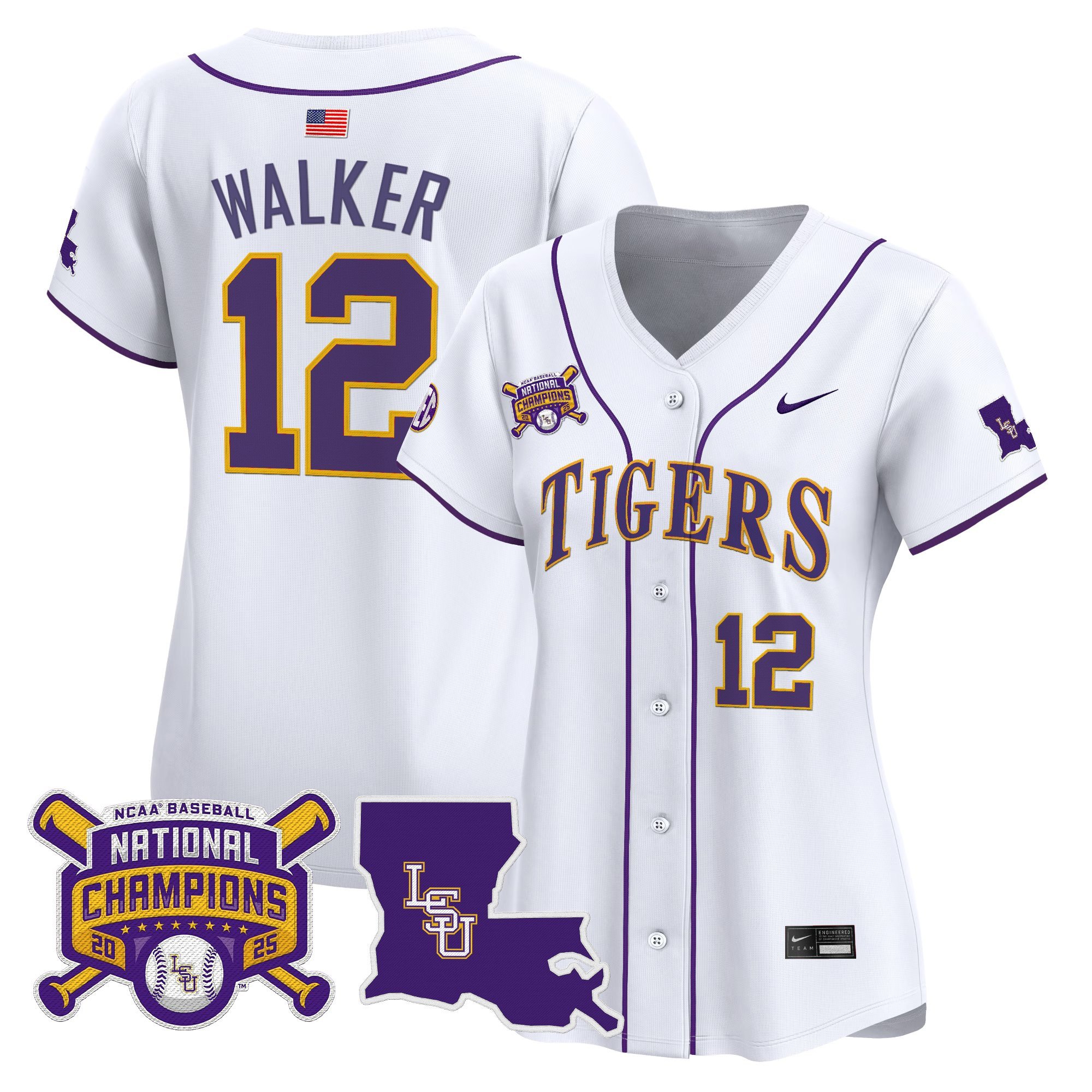 Women's LSU Tigers 2025 College World Series Champions Vapor Premier Limited Jersey - White Todd Walker