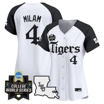 Women's LSU Tigers 2025 World Series 'Gothic Geaux Edition' Vapor Premier Limited Jersey - Alternate Steven Milam