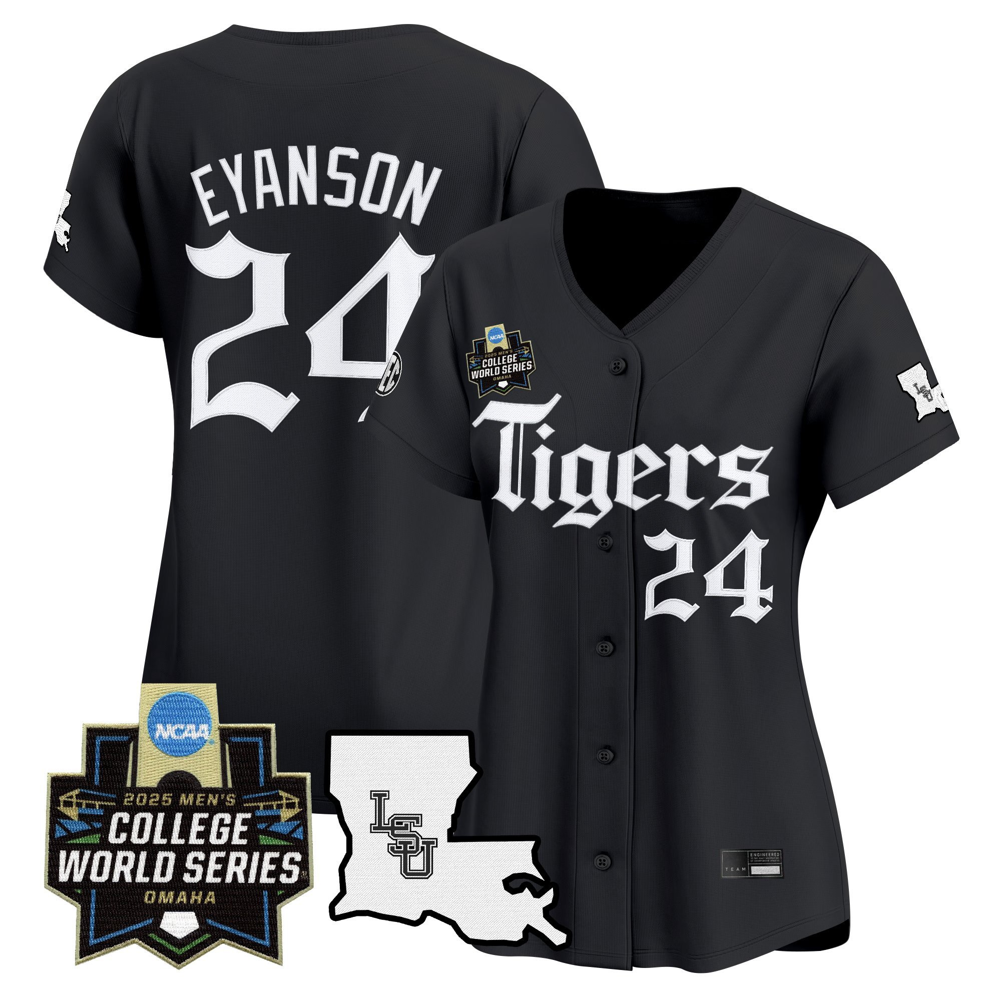 Women's LSU Tigers 2025 World Series 'Gothic Geaux Edition' Vapor Premier Limited Jersey - Black Anthony Eyanson