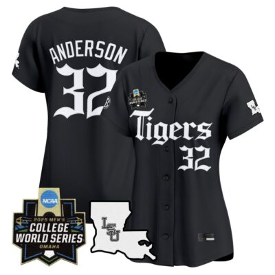 Women's LSU Tigers 2025 World Series 'Gothic Geaux Edition' Vapor Premier Limited Jersey - Black Kade Anderson