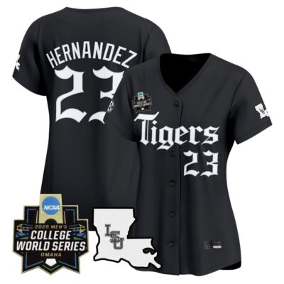 Women's LSU Tigers 2025 World Series 'Gothic Geaux Edition' Vapor Premier Limited Jersey - Black Luis Hernandez