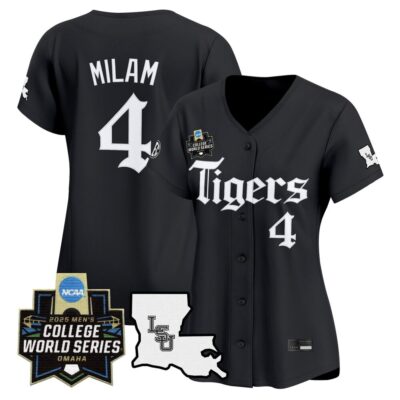 Women's LSU Tigers 2025 World Series 'Gothic Geaux Edition' Vapor Premier Limited Jersey - Black Steven Milam