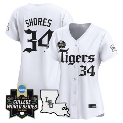 Women's LSU Tigers 2025 World Series 'Gothic Geaux Edition' Vapor Premier Limited Jersey - White Chase Shores