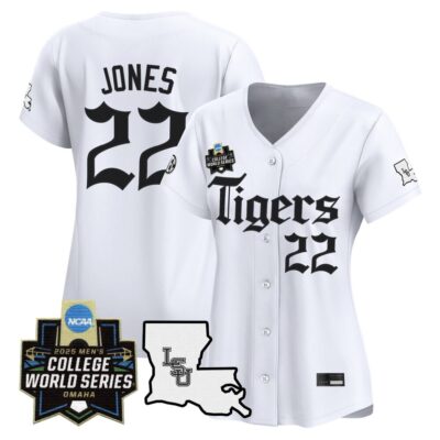 Women's LSU Tigers 2025 World Series 'Gothic Geaux Edition' Vapor Premier Limited Jersey - White Jared Jones