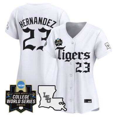 Women's LSU Tigers 2025 World Series 'Gothic Geaux Edition' Vapor Premier Limited Jersey - White Luis Hernandez