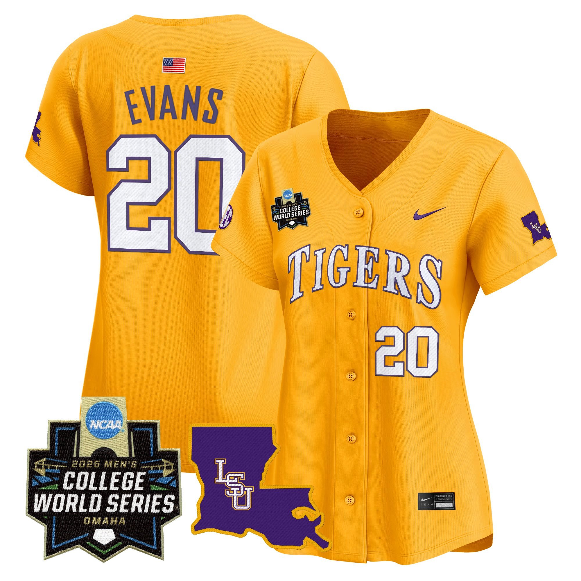 Women's LSU Tigers 2025 World Series Vapor Premier Limited Jersey - Gold Casan Evans