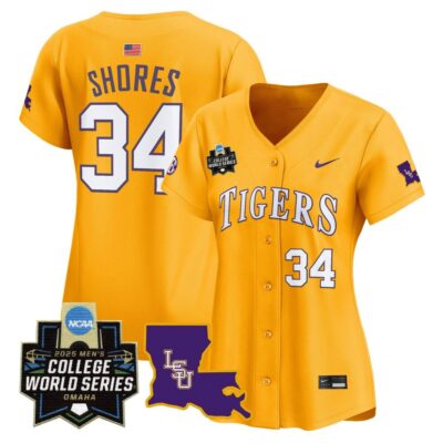Women's LSU Tigers 2025 World Series Vapor Premier Limited Jersey - Gold Chase Shores
