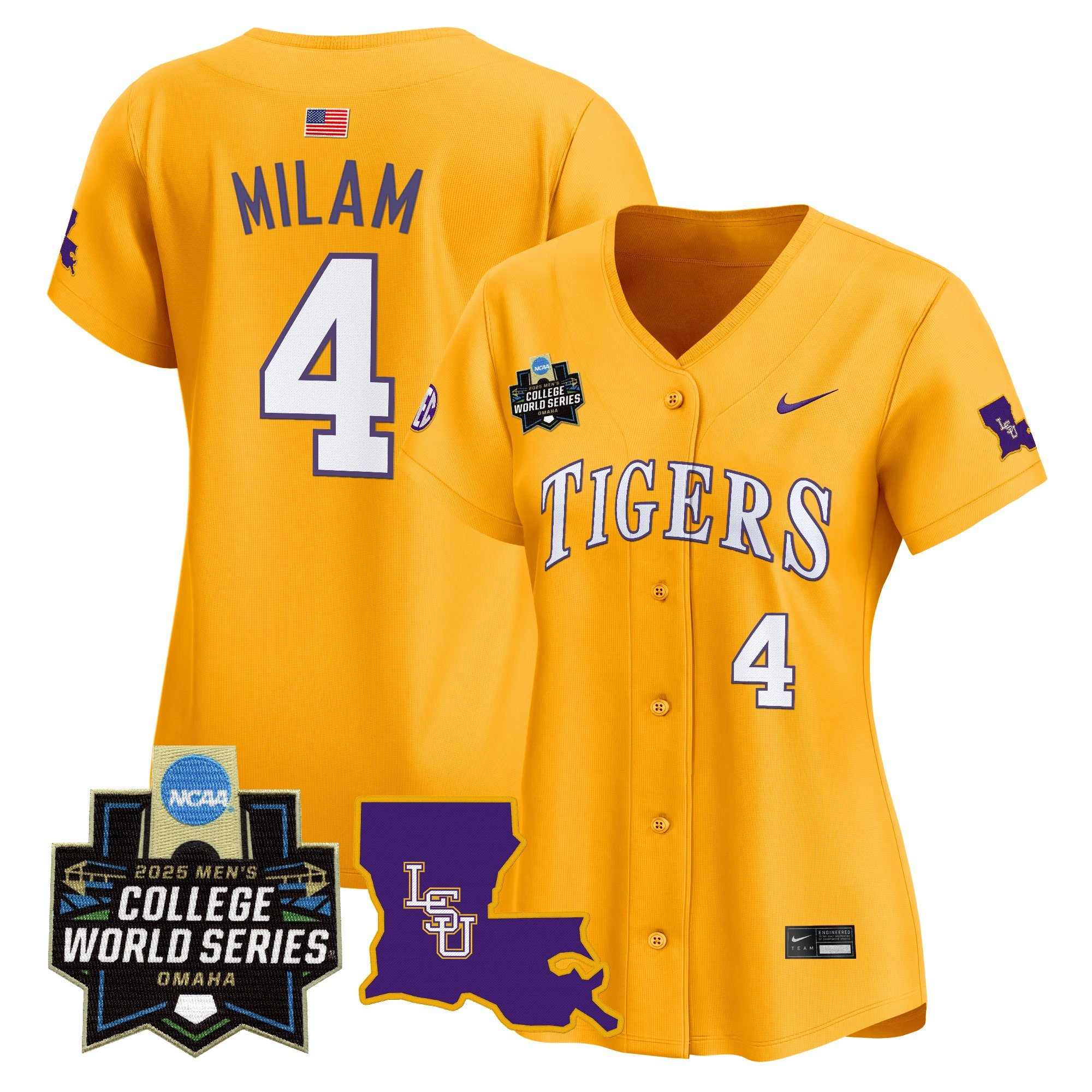 Women's LSU Tigers 2025 World Series Vapor Premier Limited Jersey - Gold Steven Milam